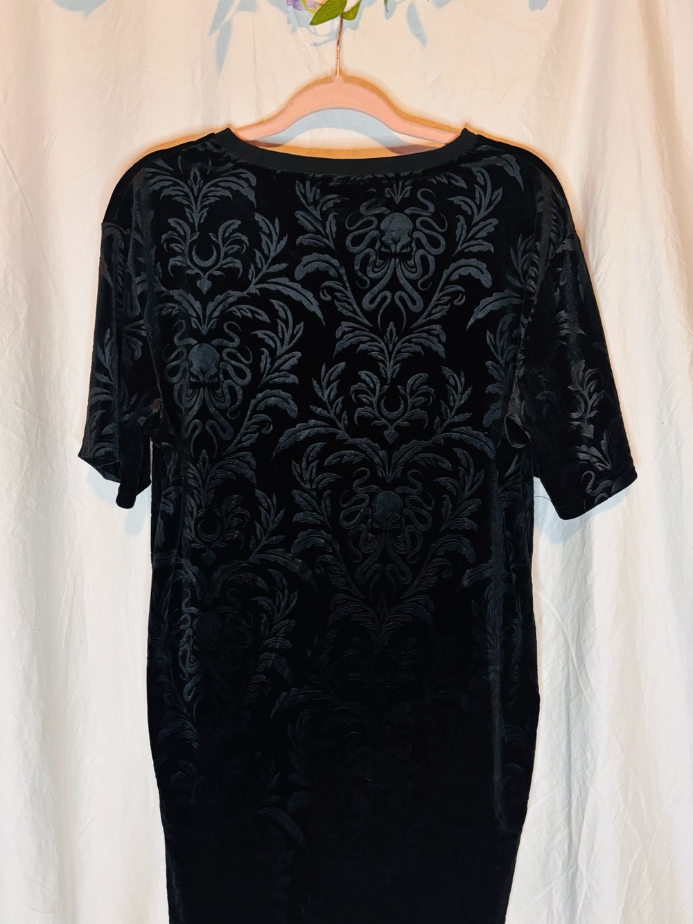 Unisex Black Velvet Short-Sleeve Shirt/Dress